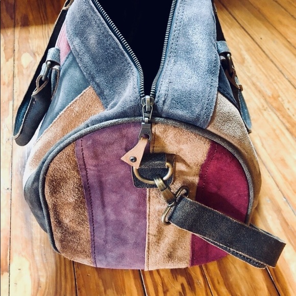 handmade suede leather Vietnamese weekend bag